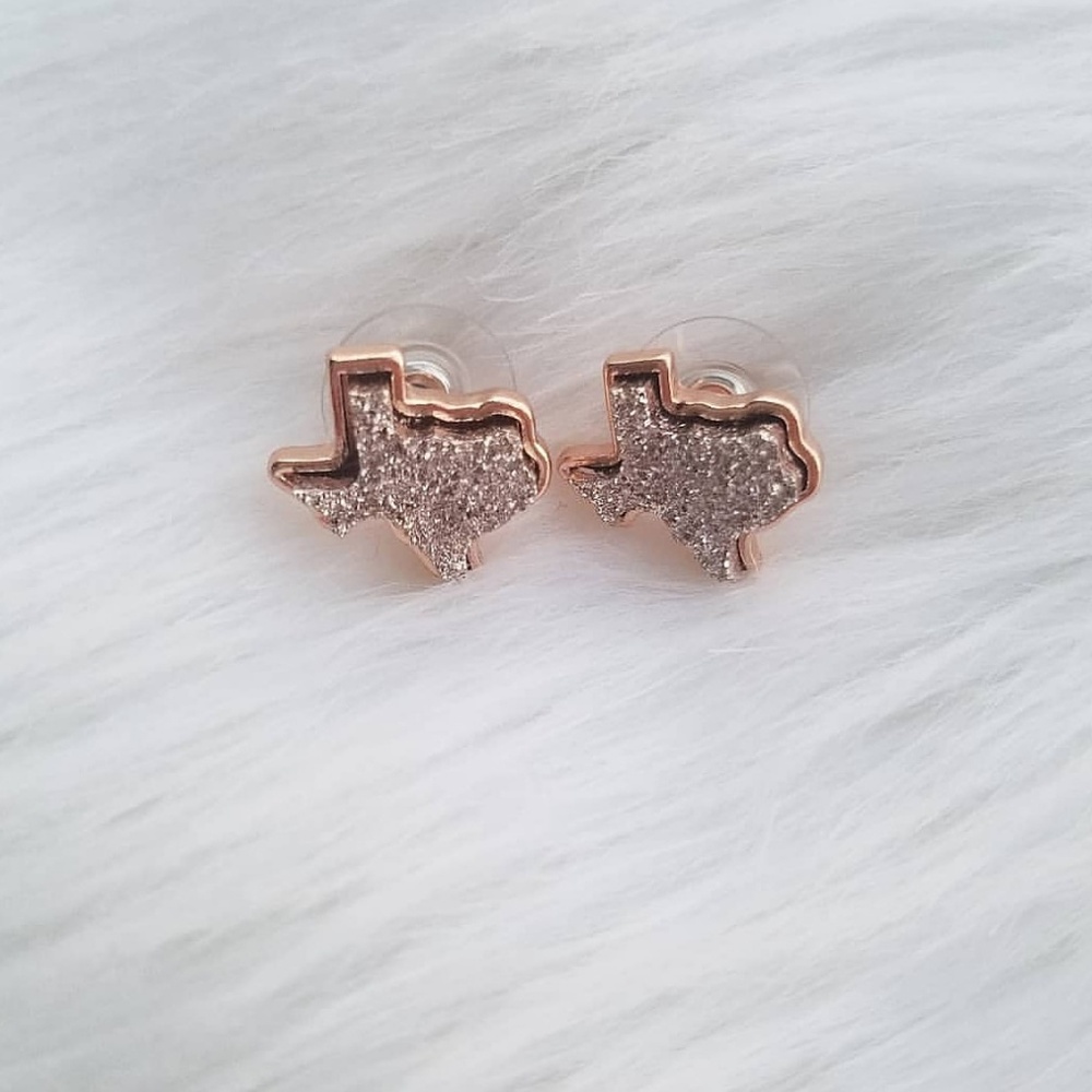 Rose Gold Druzy Texas Earrings